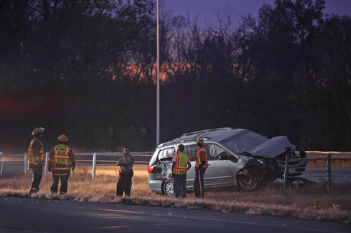 van caught in high tension cable barrier