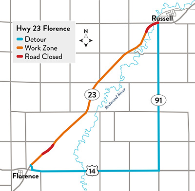 florence culvert detour